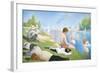 Bathing at Asnieres-Georges Seurat-Framed Art Print