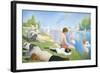 Bathing at Asnieres-Georges Seurat-Framed Art Print