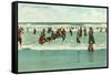 Bathing at Coney Island, New York City-null-Framed Stretched Canvas