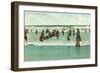 Bathing at Coney Island, New York City-null-Framed Art Print