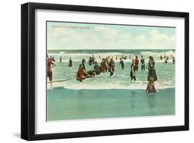 Bathing at Coney Island, New York City-null-Framed Art Print