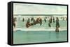 Bathing at Coney Island, New York City-null-Framed Stretched Canvas