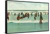 Bathing at Coney Island, New York City-null-Framed Stretched Canvas