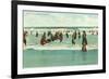 Bathing at Coney Island, New York City-null-Framed Art Print