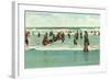 Bathing at Coney Island, New York City-null-Framed Art Print