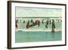 Bathing at Coney Island, New York City-null-Framed Art Print