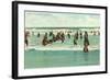 Bathing at Coney Island, New York City-null-Framed Art Print