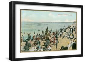 Bathing at Coney Island, New York-null-Framed Art Print