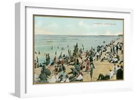 Bathing at Coney Island, New York-null-Framed Art Print