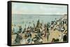 Bathing at Coney Island, New York-null-Framed Stretched Canvas