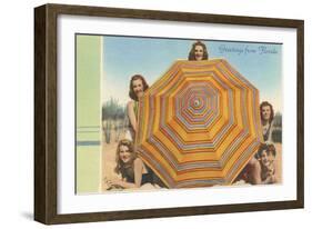 Bathing Beauties and Umbrella-null-Framed Art Print