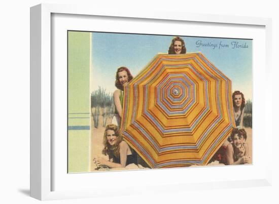 Bathing Beauties and Umbrella-null-Framed Art Print