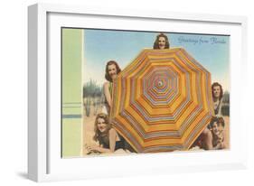 Bathing Beauties and Umbrella-null-Framed Art Print