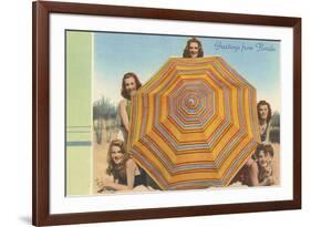 Bathing Beauties and Umbrella-null-Framed Premium Giclee Print