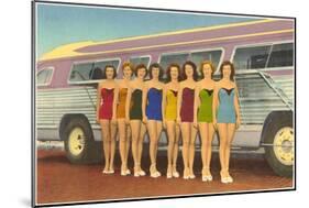 Bathing Beauties by Bus-null-Mounted Art Print