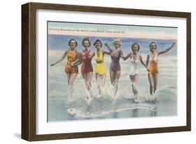 Bathing Beauties, Long Island, New York-null-Framed Art Print