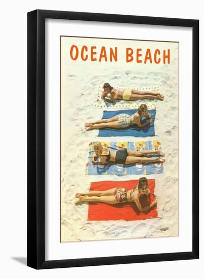 Bathing Beauties, Ocean Beach-null-Framed Art Print