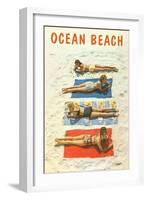 Bathing Beauties, Ocean Beach-null-Framed Art Print