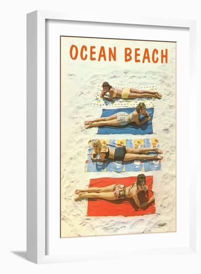 Bathing Beauties, Ocean Beach-null-Framed Art Print