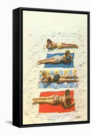 Bathing Beauties on Beach Towels-null-Framed Stretched Canvas