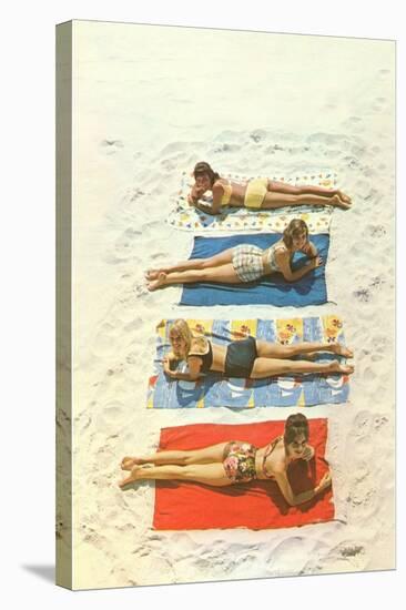 Bathing Beauties on Beach Towels-null-Stretched Canvas