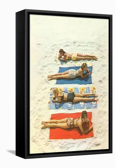 Bathing Beauties on Beach Towels-null-Framed Stretched Canvas