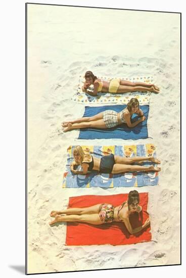 Bathing Beauties on Beach Towels-null-Mounted Art Print