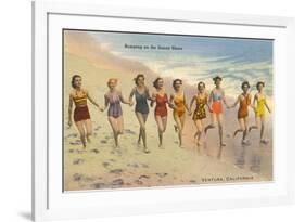 Bathing Beauties on Beach, Ventura-null-Framed Art Print