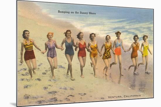 Bathing Beauties on Beach, Ventura-null-Mounted Art Print