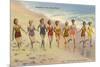 Bathing Beauties on Beach, Ventura-null-Mounted Art Print