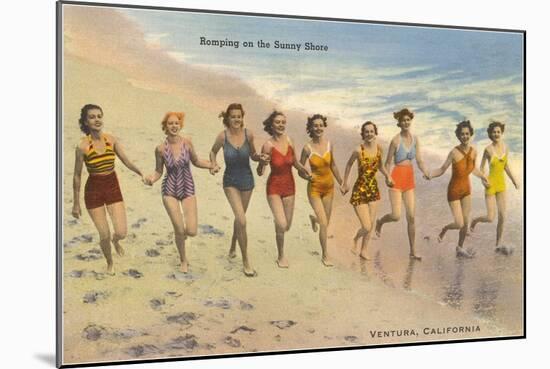 Bathing Beauties on Beach, Ventura-null-Mounted Art Print