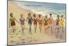 Bathing Beauties on Beach, Ventura-null-Mounted Art Print