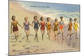 Bathing Beauties on Beach, Ventura-null-Mounted Art Print