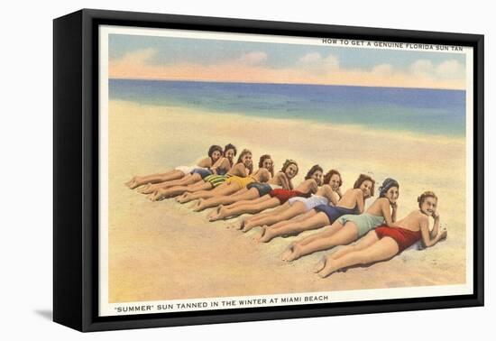 Bathing Beauties on Miami Beach, Florida-null-Framed Stretched Canvas