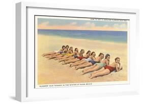 Bathing Beauties on Miami Beach, Florida-null-Framed Art Print