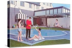 Bathing Beauties with Butler-null-Stretched Canvas