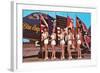 Bathing Beauties with Flags and Blue Angel Jet-null-Framed Art Print