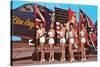 Bathing Beauties with Flags and Blue Angel Jet-null-Stretched Canvas