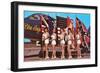 Bathing Beauties with Flags and Blue Angel Jet-null-Framed Art Print