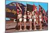 Bathing Beauties with Flags and Blue Angel Jet-null-Mounted Art Print