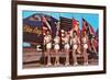 Bathing Beauties with Flags and Blue Angel Jet-null-Framed Art Print