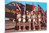 Bathing Beauties with Flags and Blue Angel Jet-null-Mounted Art Print