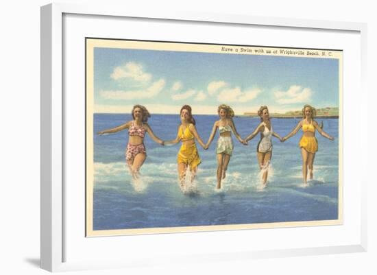 Bathing Beauties, Wrightsville Beach, North Carolina-null-Framed Art Print