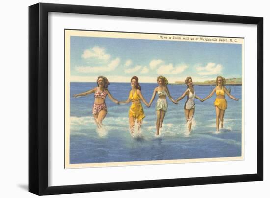 Bathing Beauties, Wrightsville Beach, North Carolina-null-Framed Art Print