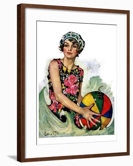 "Bathing Beauty and Beach Ball,"August 7, 1926-Ellen Pyle-Framed Giclee Print