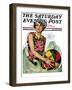 "Bathing Beauty and Beach Ball," Saturday Evening Post Cover, August 7, 1926-Ellen Pyle-Framed Giclee Print