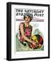 "Bathing Beauty and Beach Ball," Saturday Evening Post Cover, August 7, 1926-Ellen Pyle-Framed Giclee Print