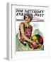 "Bathing Beauty and Beach Ball," Saturday Evening Post Cover, August 7, 1926-Ellen Pyle-Framed Premium Giclee Print