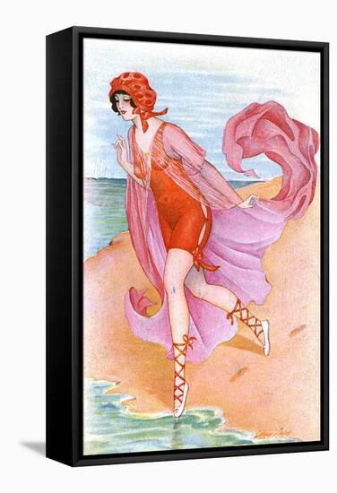 Bathing Beauty C1910-Xavier Sager-Framed Stretched Canvas