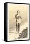 Bathing Beauty Holding Flying Fish, Catalina-null-Framed Stretched Canvas